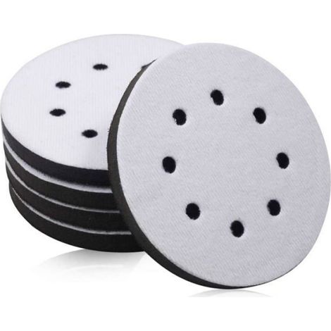 Lot de 5 Disques abrasifs, Mousse souple, 8 trous, Fixation, Pour perceuses et meuleuses (1/5)