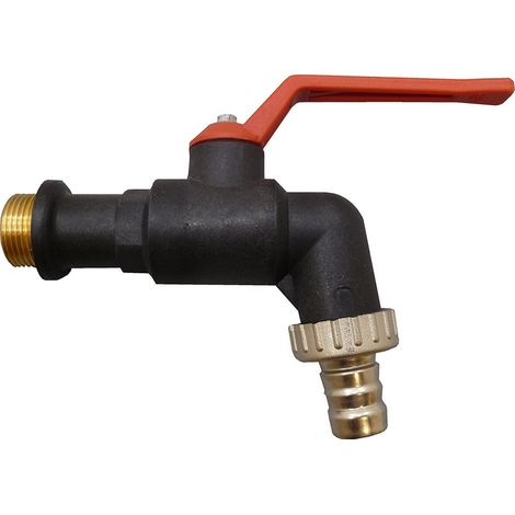 Robinet polypropylène, entre 3/4 sortie 3/4, poignée rouge. - jardiboutique (1/2)