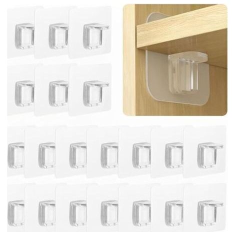 Lot de 20 supports muraux adhésifs sans perforation - Support mural fixe - Planches de support triangulaires (1/4)