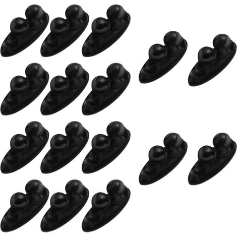 16pcs Clips de Câble Adhésifs Noirs en Pvc pour Fixation et Protection de Câbles, Support de Cordon pour Voiture et Bureau (1/5)