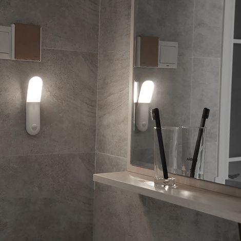 Lampe de couloir magnétique à induction corporelle, applique murale, lampe de chevet pour dortoir, lumière blanche 6500K (1/5)