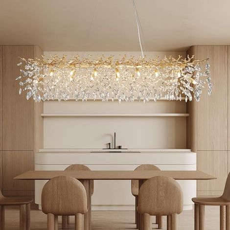 Kviflon lustre cristal doré rectangulaire 152 cm, 16 lampes (1/5)