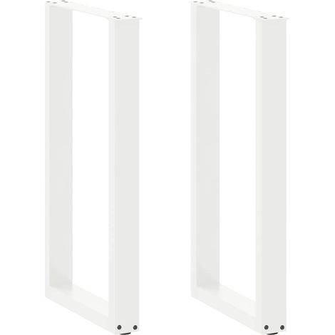 Lot de 2 pieds de table de bar en U réglables 40 x 90 x 91 cm design moderne en acier blanc (1/5)