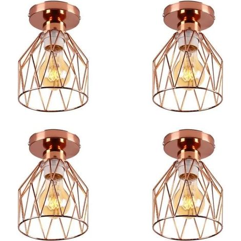 U-Do 4Pcs Plafonnier éclairage design Vintage Lampe de Plafonde en Métal Or Rose pour Escaliers Salon Bar (1/4)