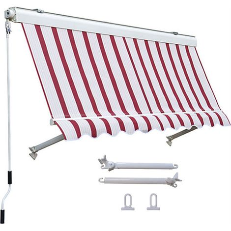 Tenda da Sole per Balcone a Caduta Cassonata Sangiorgio - Formato: 3 x 3 m - Colore: Rigato Bordeaux/Crema