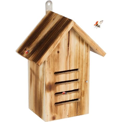 Casetta per coccinelle in legno con fiamme