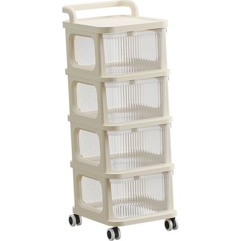 Rollwagen mit transparenter Schublade, Mehrzweck-Rollwagen, Organizer für Schlafzimmer, Küche, Büro, 4 Ebenen (1/5)