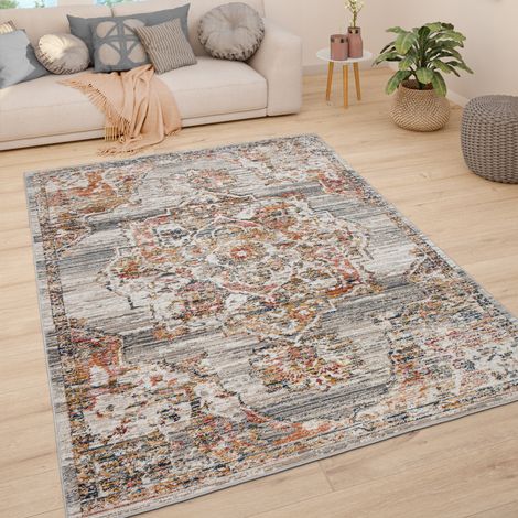 Paco Home Teppich Wohnzimmer Kurzflor Vintage Pastell Modernes Orientalisches Muster 80x150 cm, Grau 3