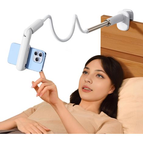 Soporte para teléfono de cuello de cisne, soporte flexible, brazo largo y perezoso con abrazadera giratoria de 360°, ancho: 6,4-8 cm, compatible (1/5)