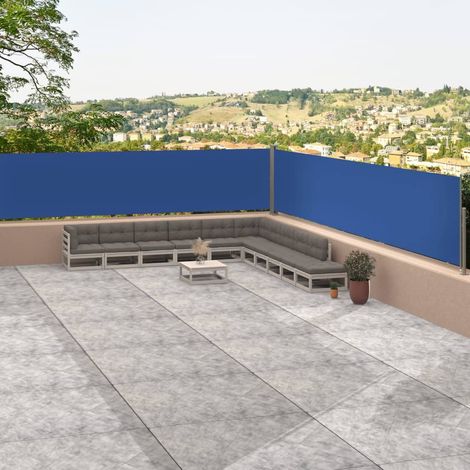 Auvent latéral rétractable de Jardin,Marquise,Store Banne,Anti-UV Bleu 117x1200 cm -FR50495 (1/5)