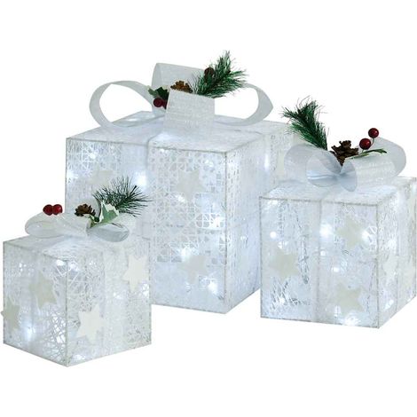 vidaXL Caja regalo decorativa Navidad 3 pzas blanca exterior/interior (1/2)