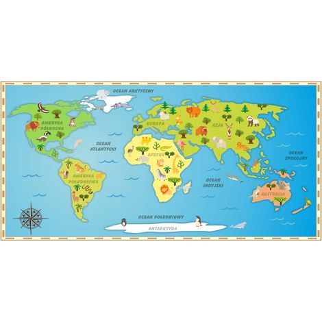 Adesivo decorativo per bambini - Mappa del mondo (1/5)