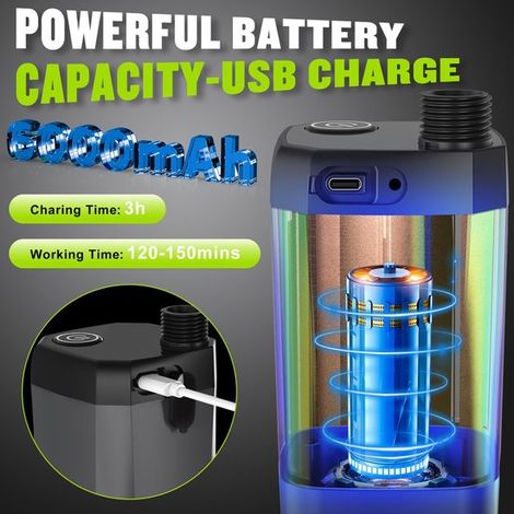 Tragbare Campingdusche wiederaufladbare 6000-mAh-Duschpumpe mit intelligentem LED-Display 4 Strahlarten wasserdicht IPX7 ideal zum Wandern Reisen grau (1/4)