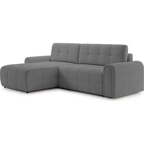Selsey Simolla – Ecksofa mit Schlaffunktion und Bettkasten, links, Chenille, Grau