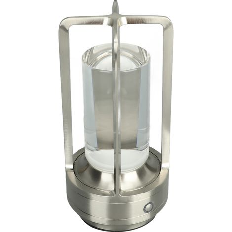Lampe de table LED sans fil, 3 couleurs, variateur d'intensité progressif, rechargeable, tactile, veilleuse, argent (1/5)