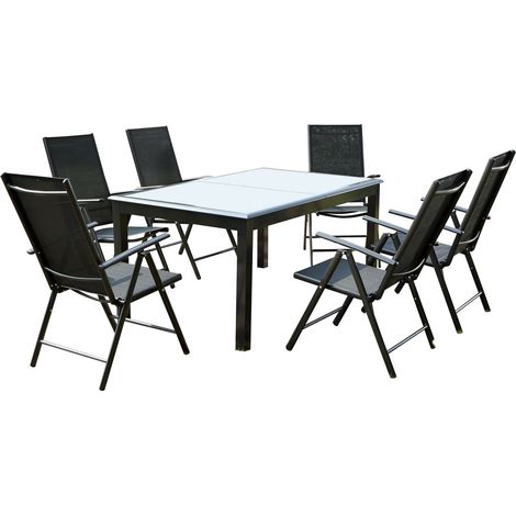 Gartentisch und 6 Stühle aus grauem Aluminium RAVENNE