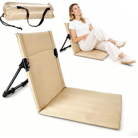 Tapis de plage avec dossier, chaise de plage pliable, chaise de plage portable, chaise de camping pour pique-nique, jardin, randonnée (1/5)