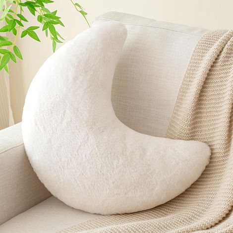 Coussin de lune, coussin de décoration, rempli de peau de lapin, adapté aux lits et canapés, coussin en forme de lune, coussin de plancher en pluche, coussin de décoration pour la chambre, adapté aux (1/5)