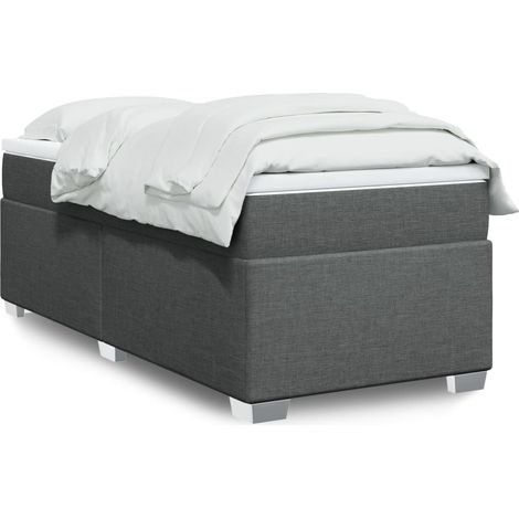 Boxspringbett mit Matratze Dunkelgrau 100x200 cm Stoff