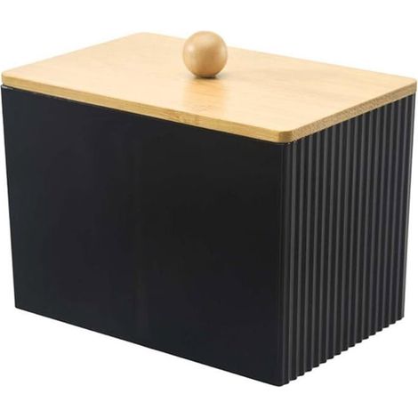Ecleanfy - Boîte de rangement pour cotons-tiges, boîte de rangement noire, adaptée à la chambre, à la salle de bain, au salon, facile à ranger (1/4)