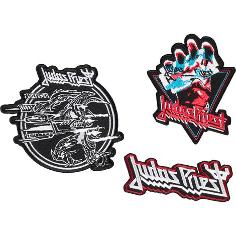 Judas Priest Heat Sticker Clothing Patches - SET de 3 Sticker für Kleidung - Accessoire Militärrucksack, Crossfit Rucksack, Rockerkostüm - Judas Priest Official Merchandising