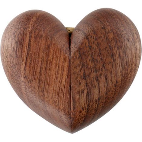 Mini boîte à bagues en bois de stockage de bijoux de mariage de fiançailles de coeur