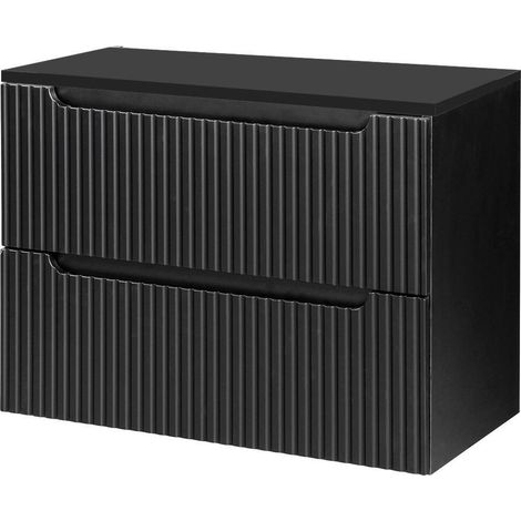 Mobile Sottolavabo da Parete NEWPORT con 2 Cassetti 80 x 60 x 40 cm - Nero [en.casa]