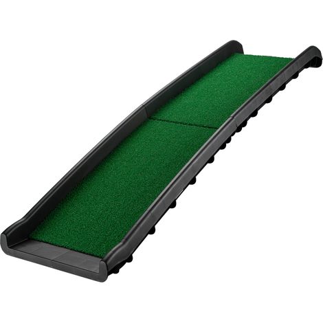 Wiltec Rampa per cani 155 x 40 cm 90 kg pieghevole in erba sintetica antiscivolo, pedana antiscivolo per cane, ausilio di salita pieghevole in PP per auto, SUV e pick-up (1/5)