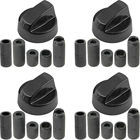 (4 Pack) Universal Black Control Switch Knobs for All Brands of Oven, Cooker and Hob (1/4)