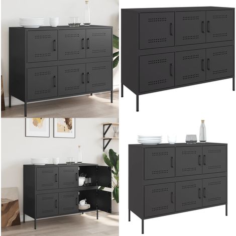 Sideboard Schwarz 100,5x39x79 cm Stahl - Industrielles Design - Sideboard Schwarz - Schreibtisch Sideboard - Regal - Aufbewahrungsschrank - Home & Living