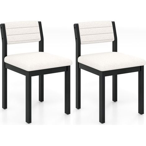 COSTWAY 2 Pcs Imitation Lamb Fleece Home Chair Modern Dining Chairs-White (1/5)