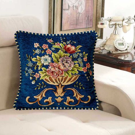 Kissenbezug im europäischen Stil mit floraler Stickerei – weicher, bedruckter Kissenbezug, geeignet für Wohnzimmer, Schlafzimmer, Büro, Sofa, Bankdekoration.
