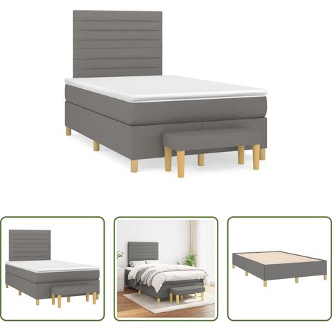 Matelas à ressorts ensachés -  Sommier à lattes de lit avec matelas noir 120x190 cm tissu (1/5)