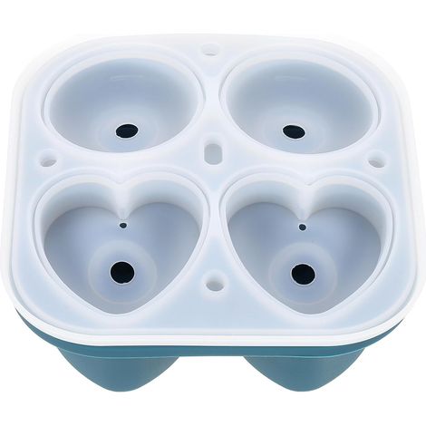 Moule à Glaçons en Silicone Réutilisable Forme de Rose et Cœur, (1/5)