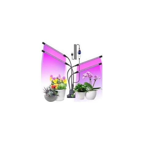 Lampe pour Plante, 80 LED Lampe Horticole Lampe de Croissance Spectre Complet avec Minuterie 3 Modes de Couleur 6 Intensités Iumineuses pour le Jardinage de Bonsaïs, 4 Têtes 80W (1/5)