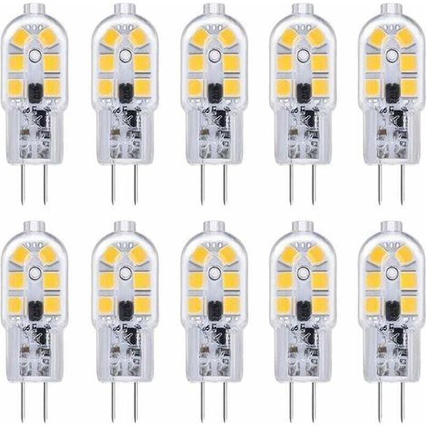 lot de 10 Ampoule LED G4 , Ampoule G4 LED 12V 2W Blanc Froid 6000K, 200LM, Équivalent Halogène G4 Bi-pin 10W 20W, LED Lampe G4 12V AC/DC pour Camping Car/Hotte Cuisine, non-dimmable (1/5)