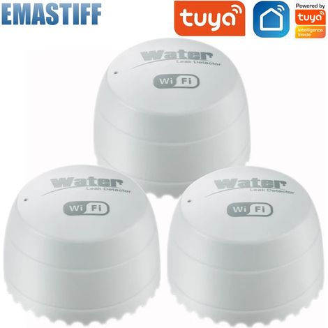 (Lot de 3) Détecteur de fuites WiFi - Capteur d'inondation - Alarme de fuite/débordement de réservoir d'eau - Surveillance à distance via application (1/5)