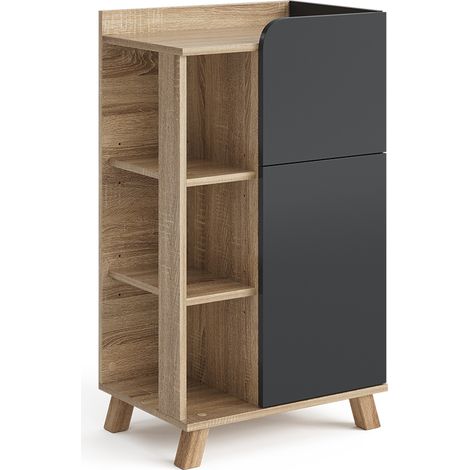Armoire basse Karen, Anthracite, 50 x 90 cm avec porte et tiroir, Vicco (1/5)