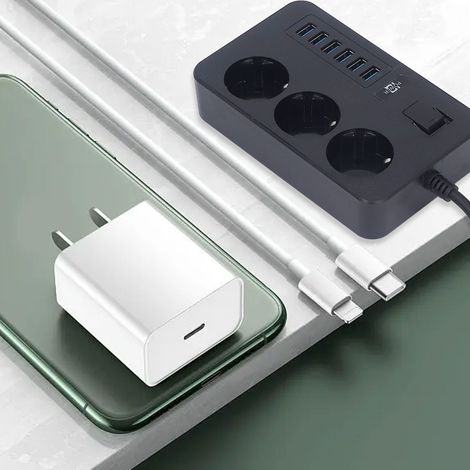 Intelligente, kreative USB-Steckdosenleiste, multifunktionale Steckdosenleiste, Steckdose, europäischer Standardstecker 110–250 V (1/5)