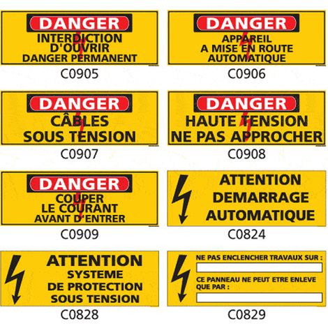 Panneau et Pictogramme de Signalisation danger électrique - C0904 - 350 x 125 mm