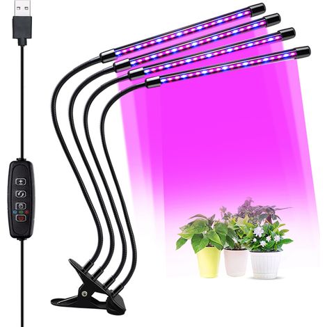 DC 5 V 3 A 40 W Pflanzenwachstums-Klemmlampe, USB-betrieben mit Kabelcontroller, 3-stufiger Timer, dimmbare Helligkeit, 3 Farbwechsel, Speicherfunktion, flexibler, biegsamer und faltbarer Schlauch (1/5)