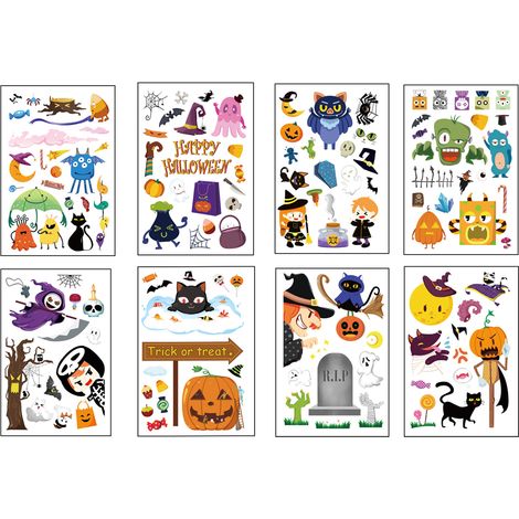 Collant Fenêtre Halloween - Adhésif Réutilisable Sans Résidu - Pour Vitre Porte Carrelage Miroir - Lot de 12 (1/5)