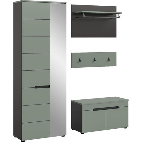 Canu Garderobenmöbel Set C8 staubgrün, dunkelgrau.