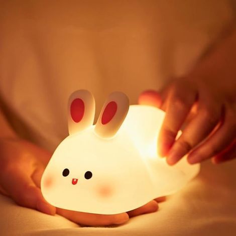 Nachtlicht in Hasenform für Kinder, wiederaufladbare Silikon-Nachttischlampe mit USB-Anschluss, Touch-Steuerung, automatischer Schlafmodus, Geschenkidee (1/5)
