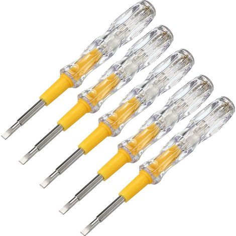Stylo tournevis testeur de tension, 100-500 V, détecteur de circuit, tube lumineux, 10pcs, Clear+Yellow (1/5)