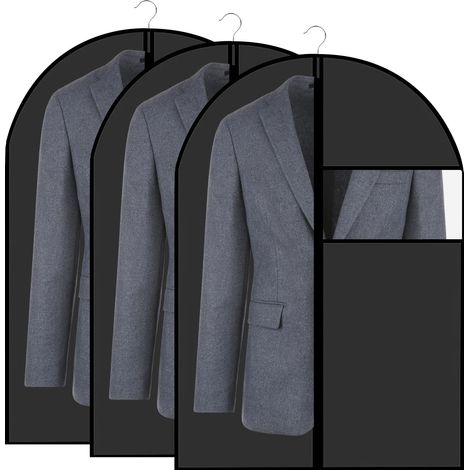 Lot de 3 housses à vêtements en PEVA 60x80cm Housse de Protection pour Vêtements anti Poussière Imperméables avec zipHousse Vetement à Suspendre pour Rangement pour Chemise Costumes Manteaux Clothes (1/5)