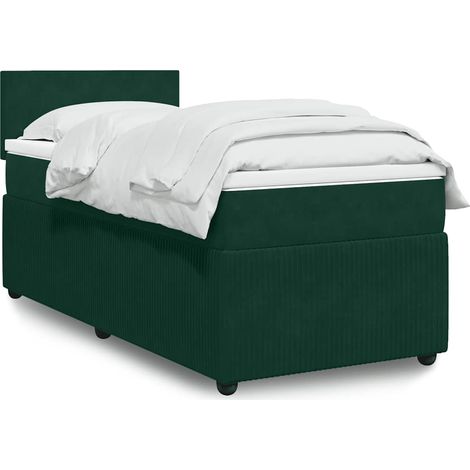 Boxspringbett mit Matratze Dunkelgrün 90x200 cm Samt