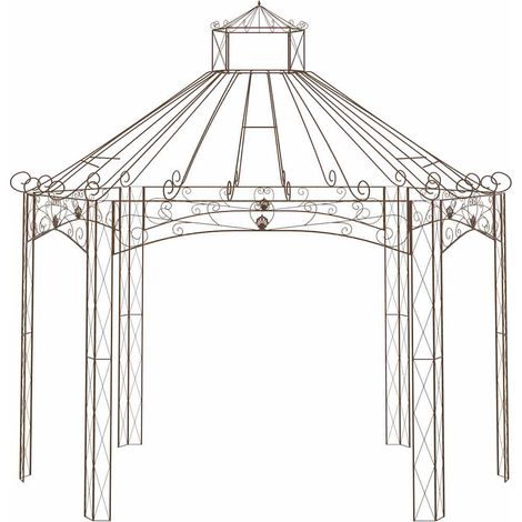 vidaXL Pérgola de jardín marrón antiguo 400x258x378 cm hierro (1/2)