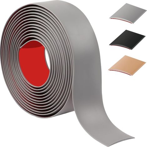 400cm Barre De Seuil Adhesive，Flexible Seuil De Porte Adhesif PVC,Barres De Transition De Seuil Pour La Cuisine/Salon,Profil De Transition Pour Joindre Les Joints De Sol/Carrelage/Laminé（4cm，Grey） (1/5)