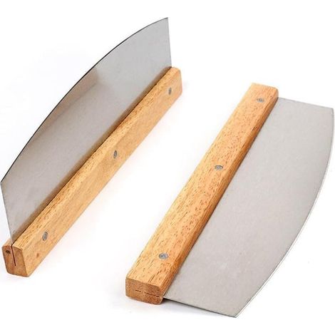 Coupe-pizza en acier inoxydable avec manche en bois - Couteau à pizza - Coupe-pâte - Coupe-pizza à bascule (1/5)